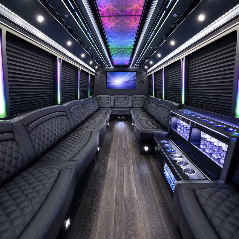 15 Passenger Party Bus Interior