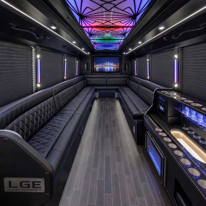 15 Passenger Party Bus Interior