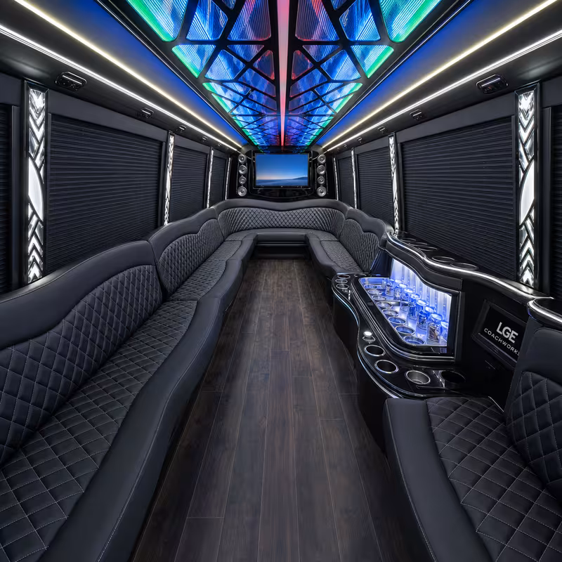 18 Passenger Party Bus Inside