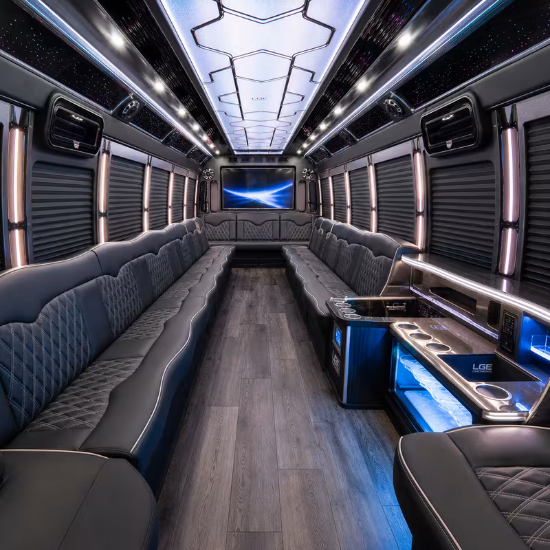 18 Passenger Party Bus Interior