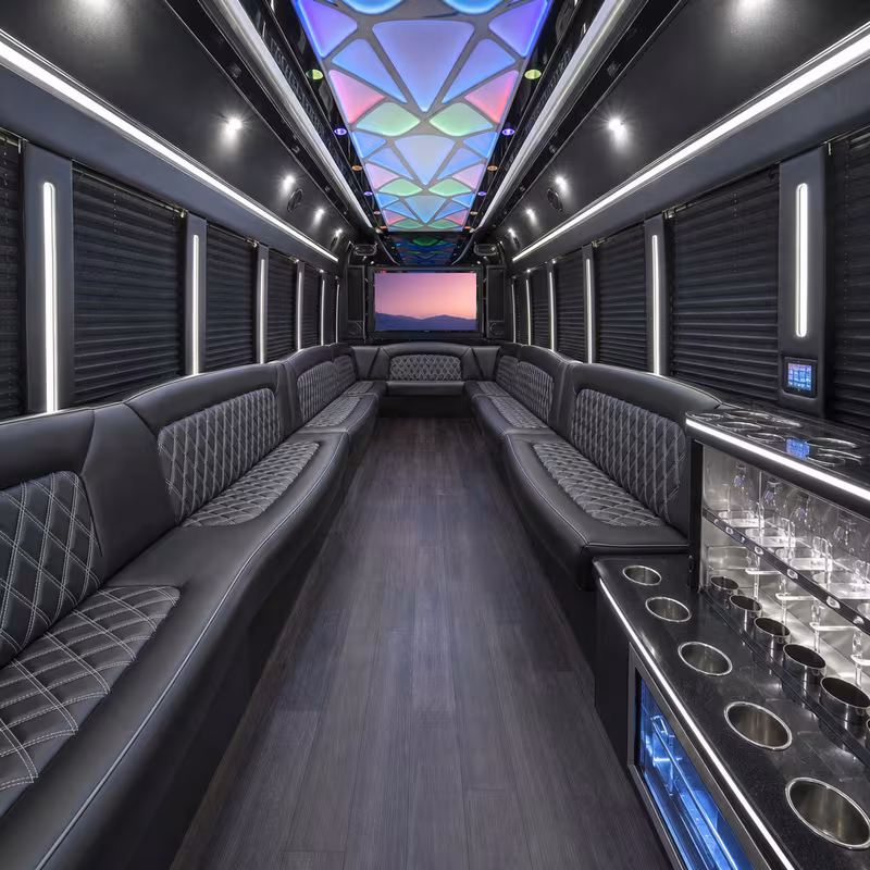 20 Passenger Party Bus Inside