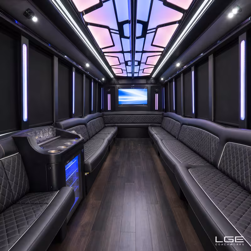 20 Passenger Party Bus Interior