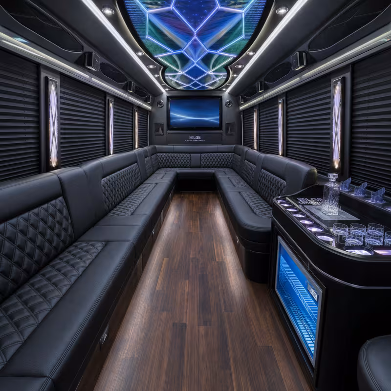25 Passenger Party Bus Inside