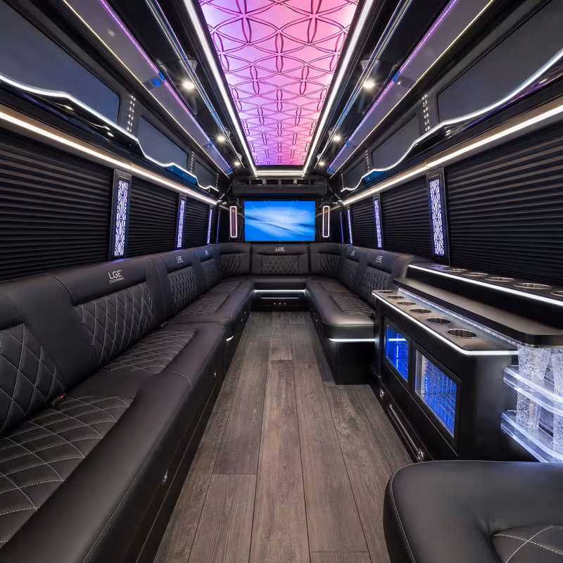 28 Passenger Party Bus Interior