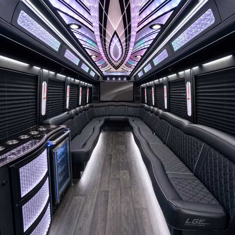 50 Passenger Party Bus Inside