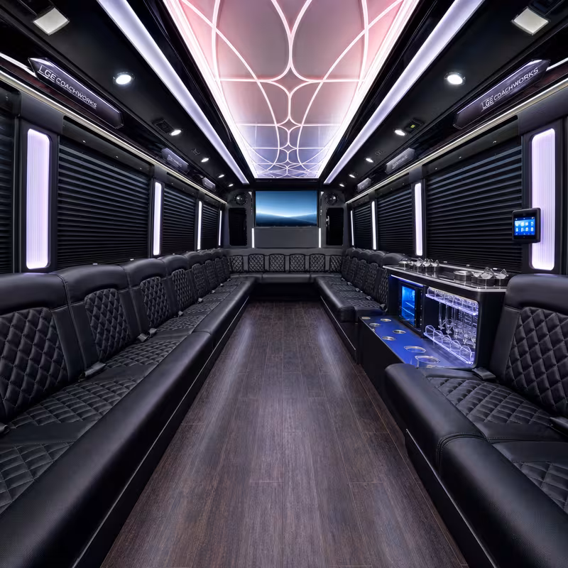 50 Passenger Party Bus Interior