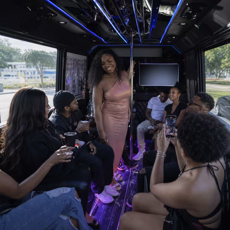 Black Mercedes Sprinter van staged for an Tacoma Birthday Transportation group