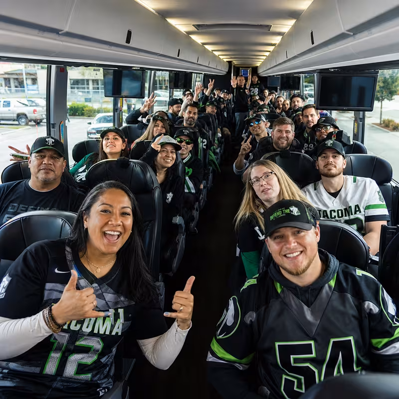 Black Mercedes Sprinter van staged for an Tacoma Sporting Event Transportation group
