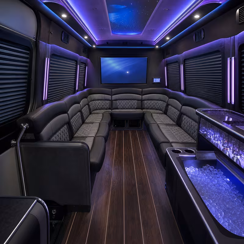 14 Passenger Sprinter Limo Inside