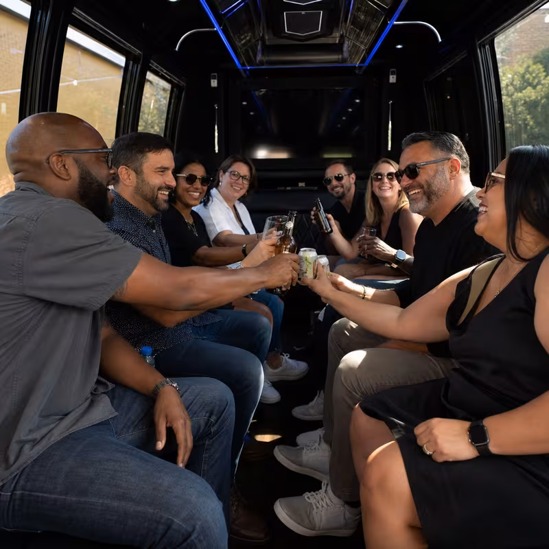 Black Mercedes Sprinter van staged for an Tacoma Winery & Brewery Tour Transportation group