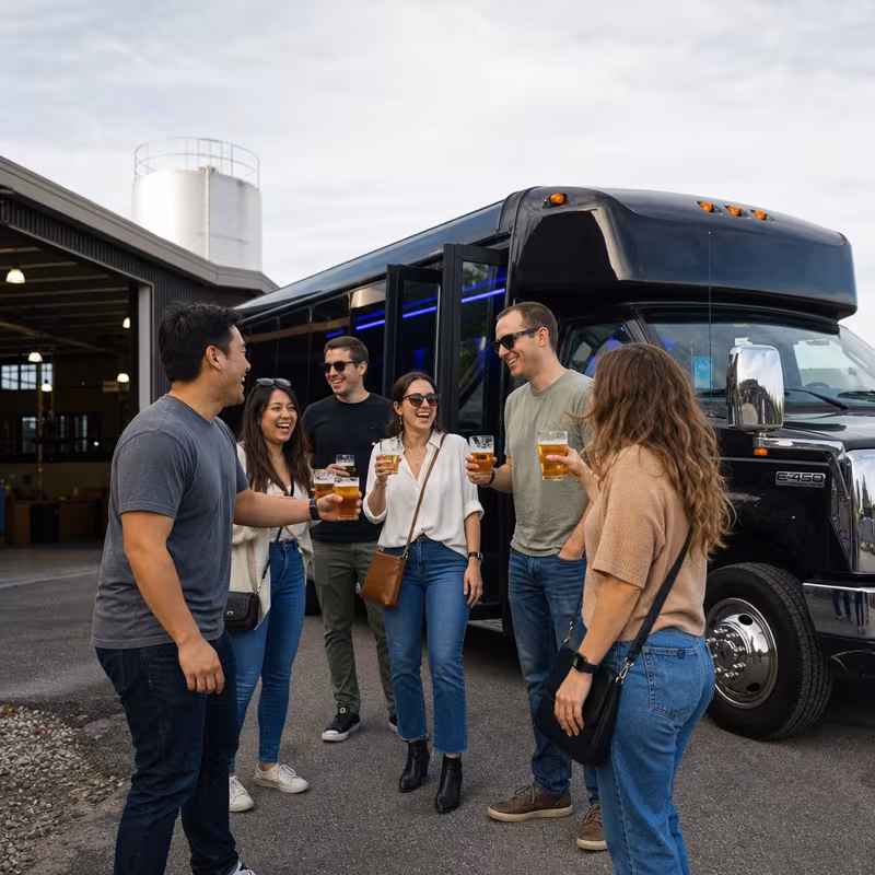 Passengers loading luggage while boarding an Tacoma group shuttle